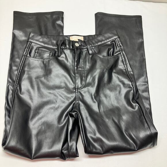 Altar'd State Black Vegan Faux Leather High Rise Straight Leg Pants Size 27/5 - Picture 5 of 9